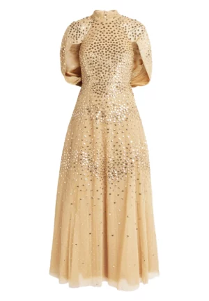 SUKIENKA SCALLOP SEQUIN CAPE MIDOWY BRĄZ