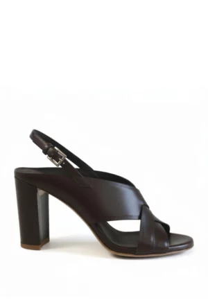 SANDAŁY SKÓRZANE NA SŁUPKU CIEMNY BRĄZ