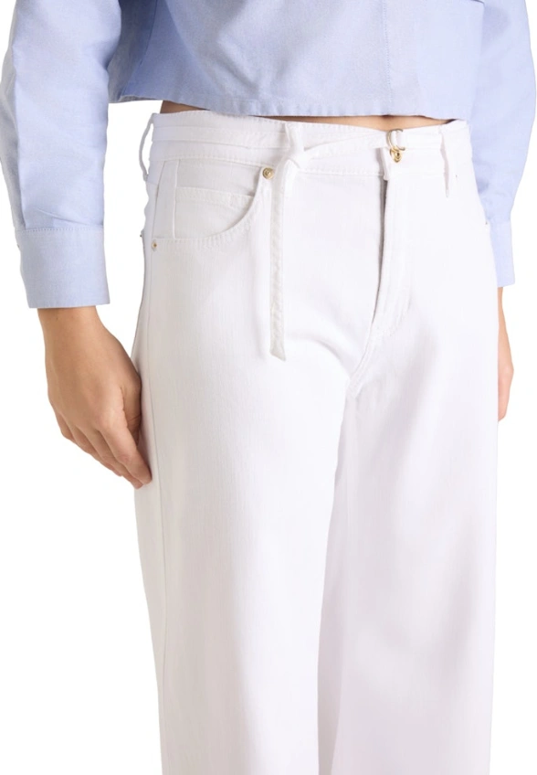 SPODNIE JEANSOWE PALAZZO CROPPED BIAŁE