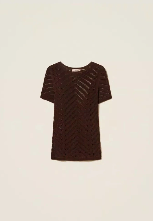 SWETER W JODEŁKĘ BRĄZOWY