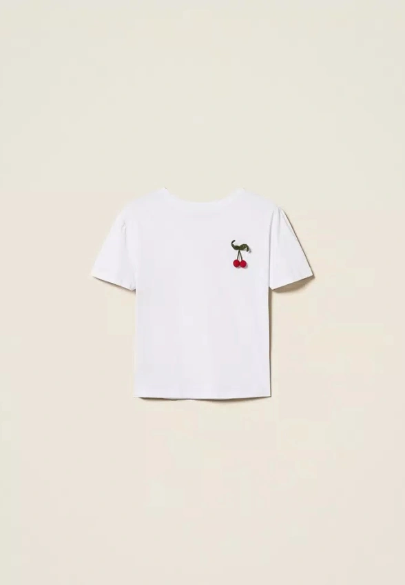 T-SHIRT BAWEŁNIANY Z CZEREŚNIĄ BIAŁA