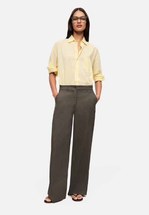 SPODNIE ADRIENNE WIDE-FIT KHAKI