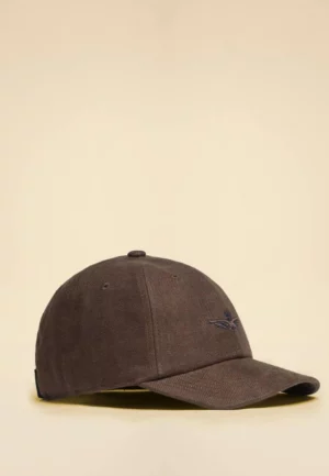 CZAPKA LNIANA Z LOGO CZEKOLADOWY BRĄZ