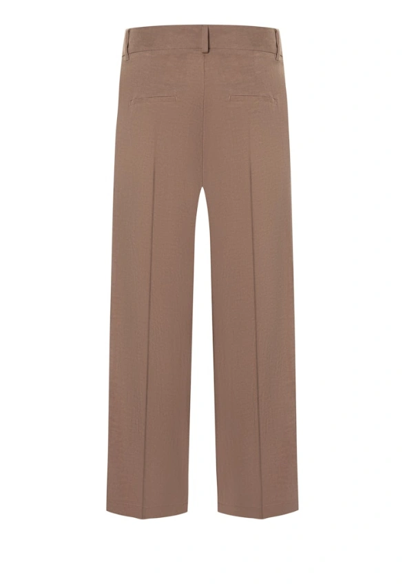 SPODNIE ANAIS CROPPED WIDE-FIT BRĄZOWE
