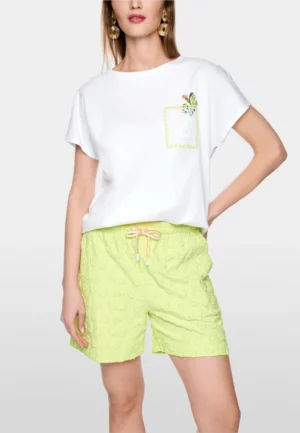T-SHIRT BAWEŁNIANY Z HAFTOWANĄ KIESZONKĄ BIAŁY