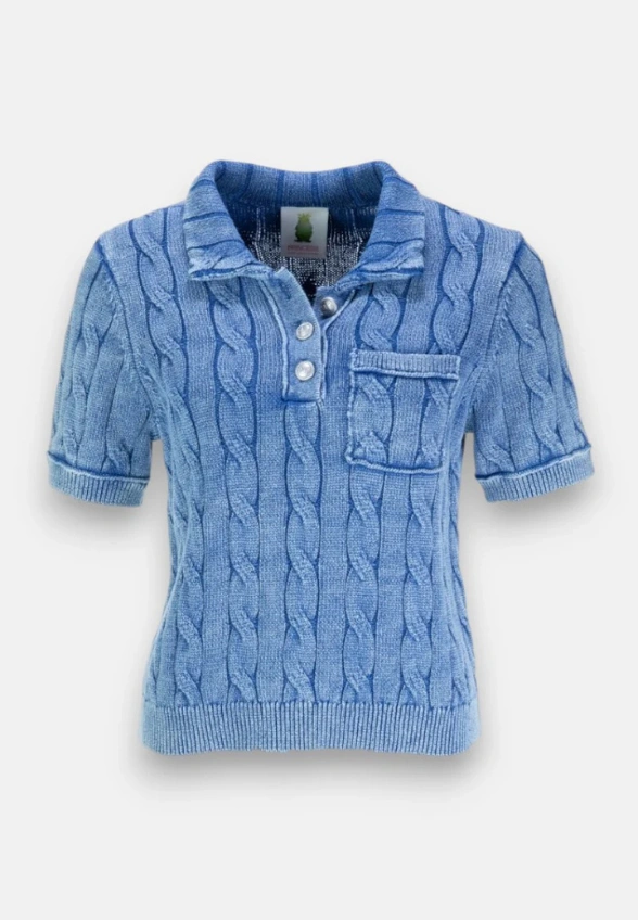 SWETER POLO ZGASZONY BŁĘKIT