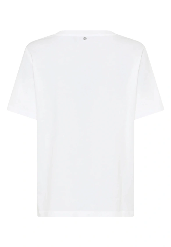 T-SHIRT BAWEŁNIANY Z NADRUKIEM BIAŁO-BŁĘKITNY