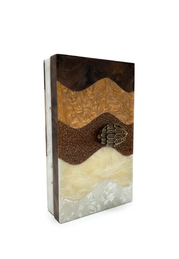 TOREBKA PARTY BOX CLUTCH BEŻOWO-BRĄZOWA