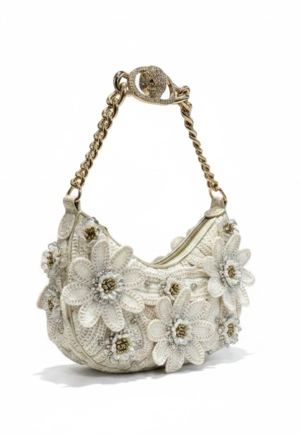 TOREBKA CHELSEA CHAIN HOBO ÉCRU