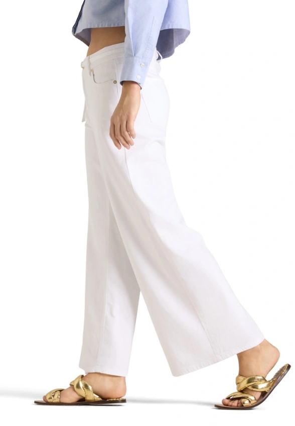 SPODNIE JEANSOWE PALAZZO CROPPED BIAŁE