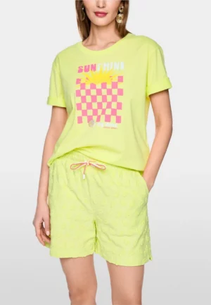 T-SHIRT BAWEŁNIANY Z NADRUKIEM LIMONKOWA ZIELEŃ