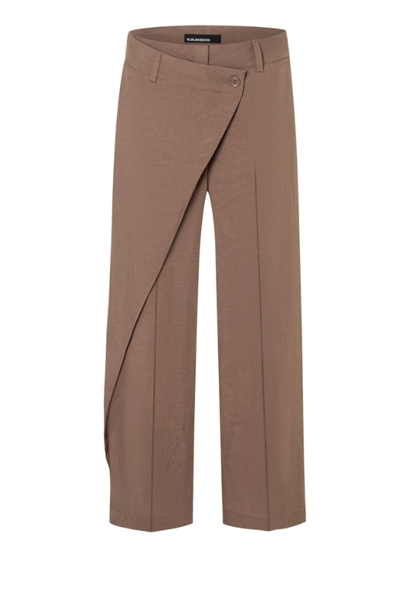 SPODNIE ANAIS CROPPED WIDE-FIT BRĄZOWE