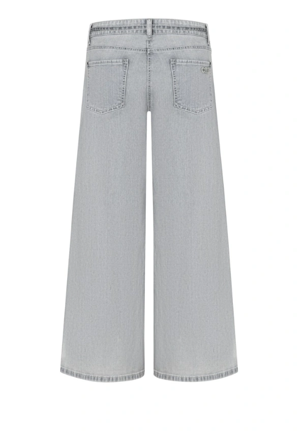 SPODNIE JEANSOWE PALAZZO CROPPED JASNO-SZARE
