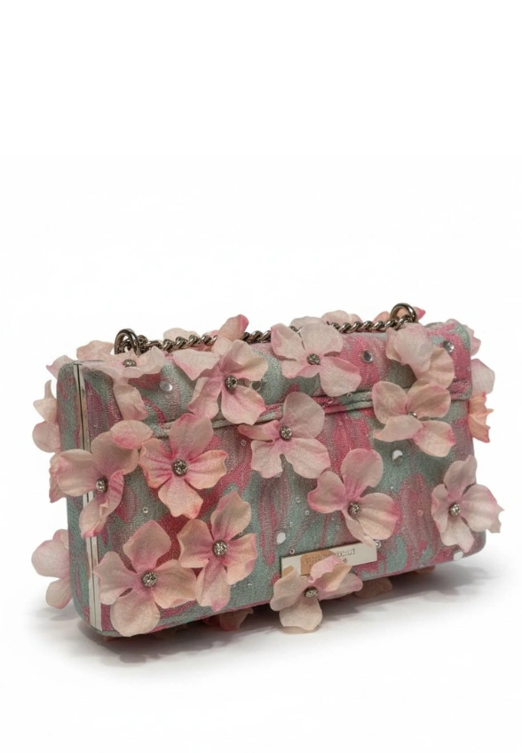 TOREBKA MINI KENSINGTON FLOWERS RÓŻOWO-SZARA
