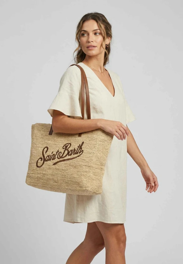 TORBA RAFFIA CITY BEŻOWO-BRĄZOWA