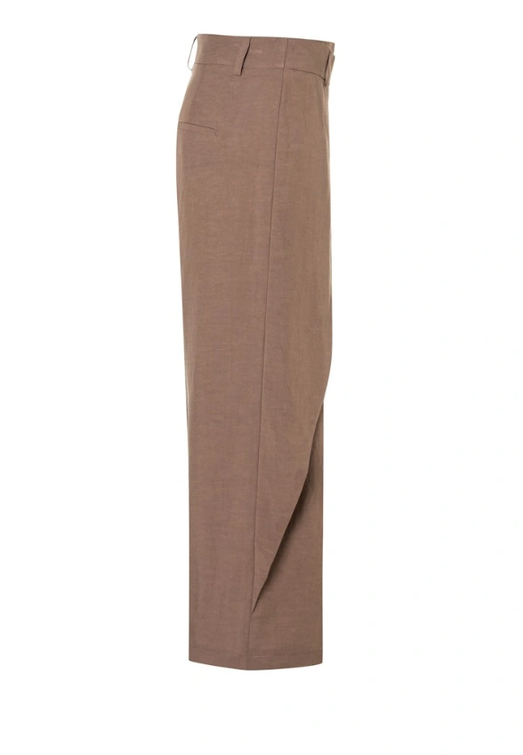 SPODNIE ANAIS CROPPED WIDE-FIT BRĄZOWE