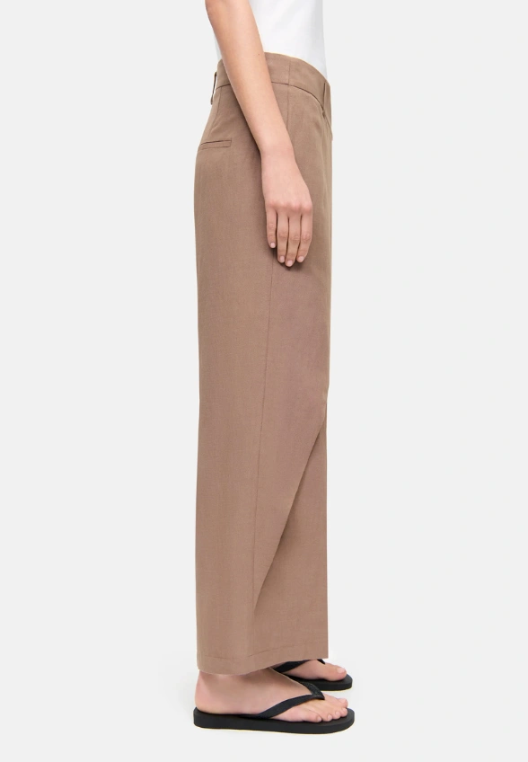 SPODNIE ANAIS CROPPED WIDE-FIT BRĄZOWE