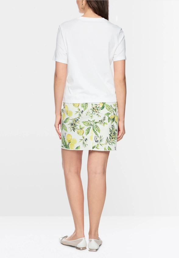T-SHIRT BAWEŁNIANY Z NADRUKIEM W CYTRYNY BIAŁY