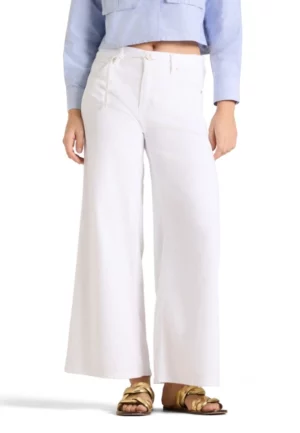 SPODNIE JEANSOWE PALAZZO CROPPED BIAŁE