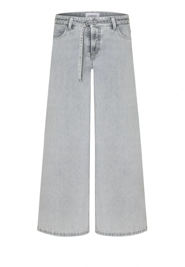 SPODNIE JEANSOWE PALAZZO CROPPED JASNO-SZARE