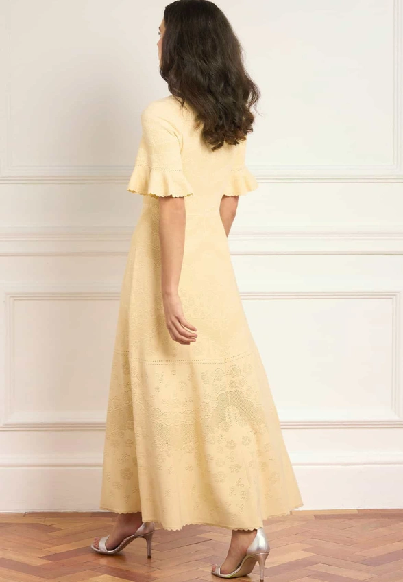 SUKIENKA SCALLOP LACE POINTELLE KNIT CYTRYNOWA
