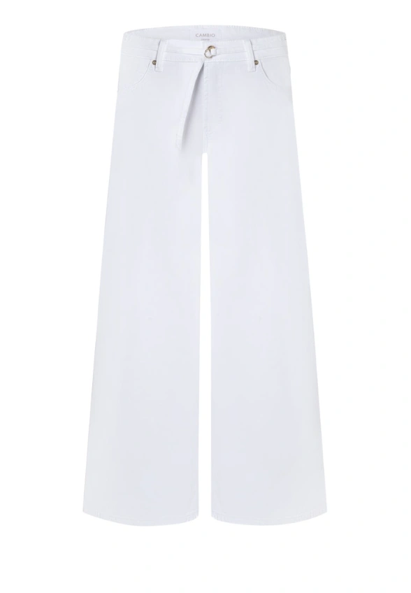 SPODNIE JEANSOWE PALAZZO CROPPED BIAŁE