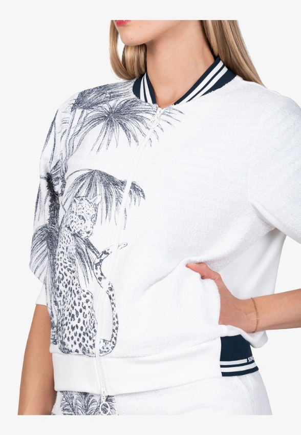 BLUZA Z EGZOTYCZNYM MOTYWEM BIAŁA