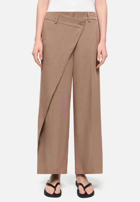 SPODNIE ANAIS CROPPED WIDE-FIT BRĄZOWE