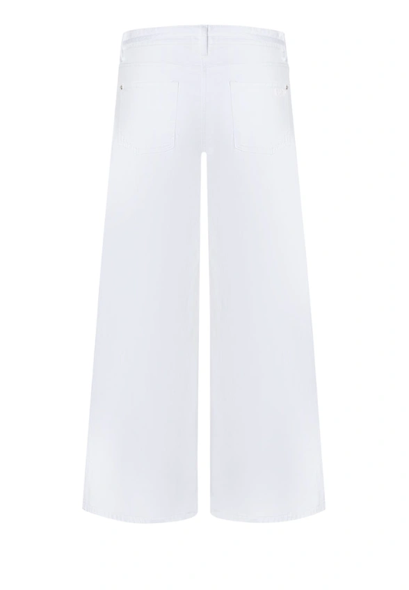 SPODNIE JEANSOWE PALAZZO CROPPED BIAŁE