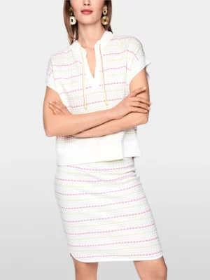 SWETER Z KRÓTKIMI RĘKAWAMI BIAŁY