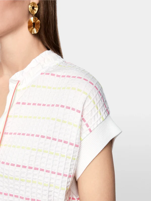 SWETER Z KRÓTKIMI RĘKAWAMI BIAŁY
