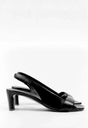 SANDAŁY SKÓRZANE NA OBCASIE CZARNE