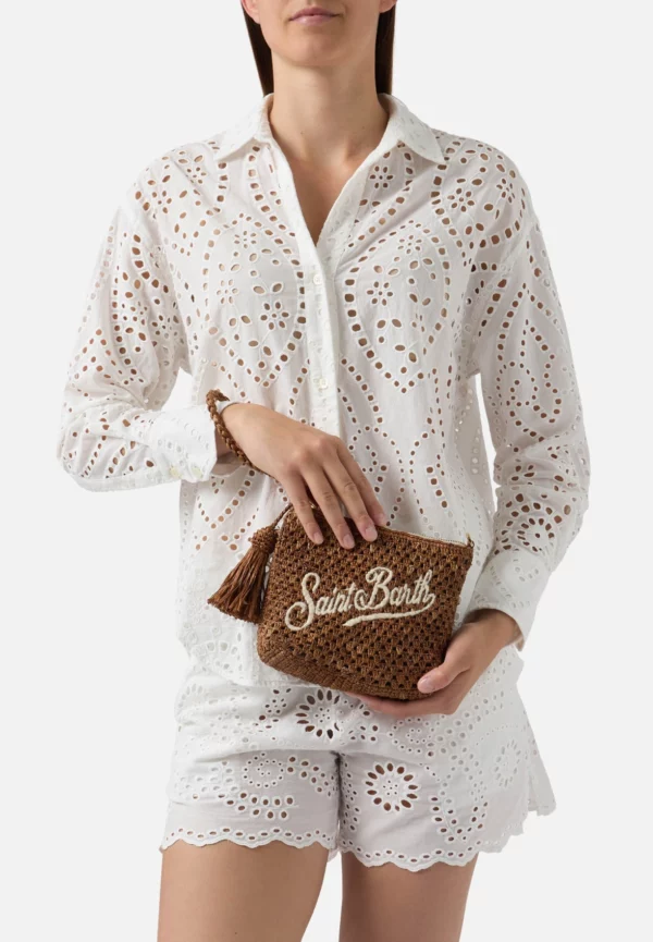 TOREBKA RAFFIA POUCH BRĄZOWA