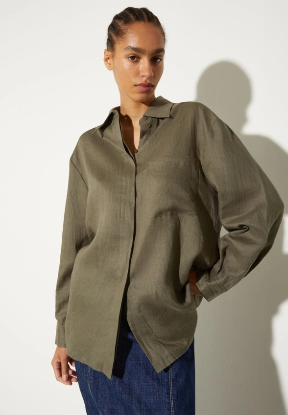 KOSZULA LNIANA OVERSIZE KHAKI