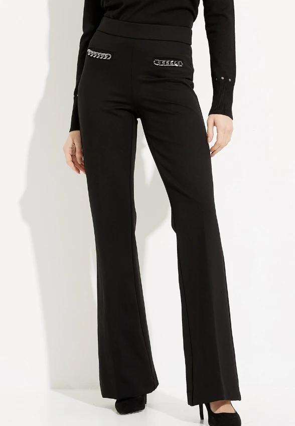 SPODNIE FLARE Z ROZSZERZANYMI NOGAWKAMI CZARNE