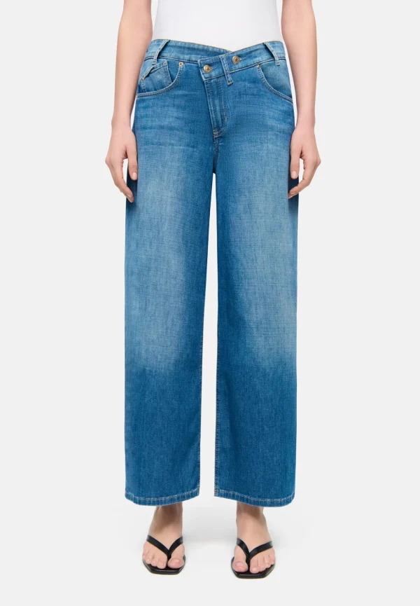 SPODNIE JEANSOWE BAGGY ASYMMETRICAL NIEBIESKIE