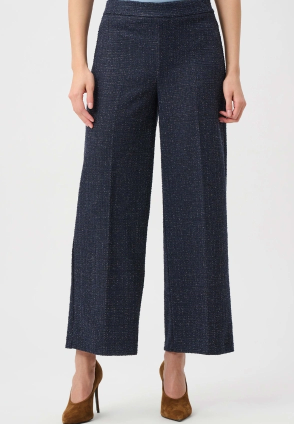 SPODNIE WIDE-LEG GRANATOWE