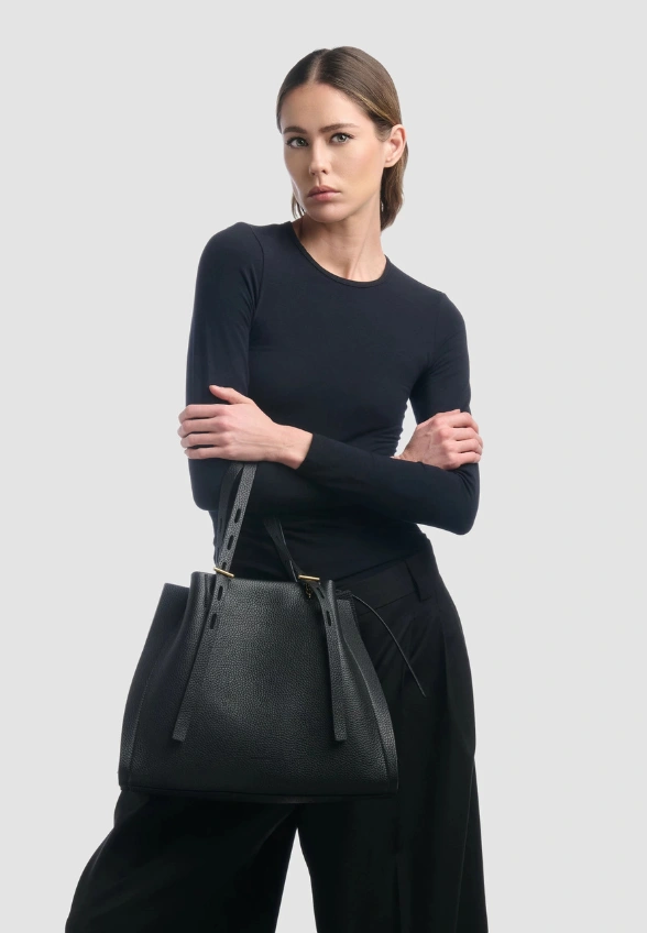 TORBA SKÓRZANA PAULETTE CZARNA