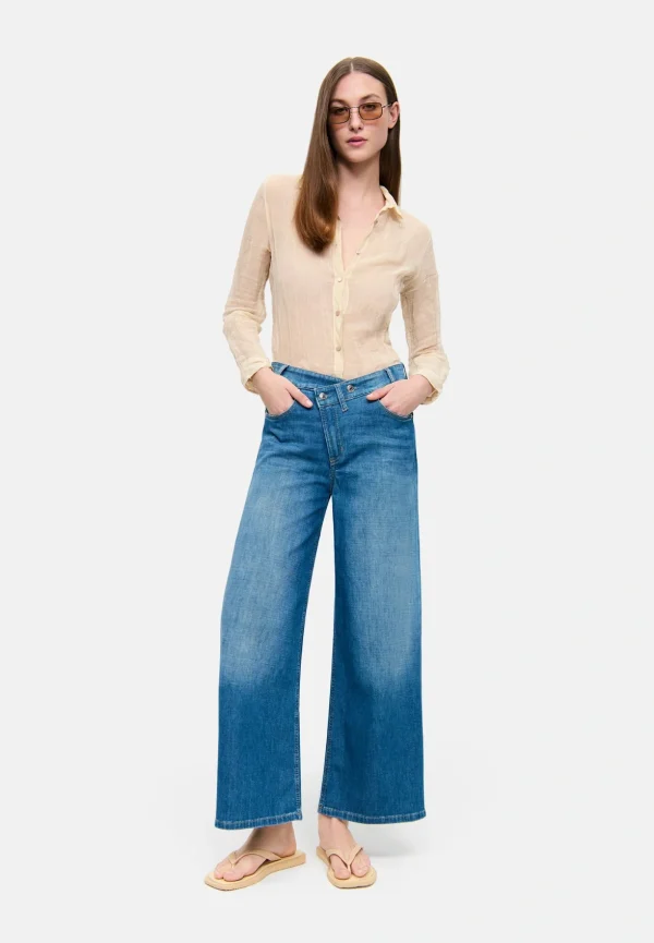 SPODNIE JEANSOWE BAGGY ASYMMETRICAL NIEBIESKIE