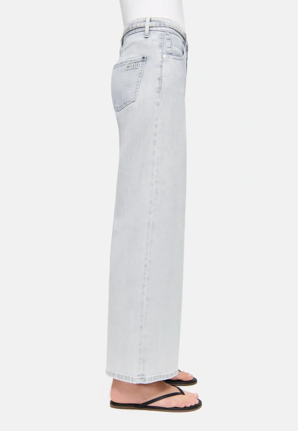 SPODNIE JEANSOWE PALAZZO CROPPED JASNO-SZARE