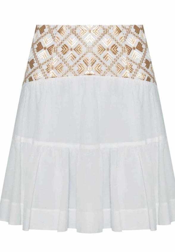 SPÓDNICA BAWEŁNIANA MINI BIAŁO-ZŁOTA