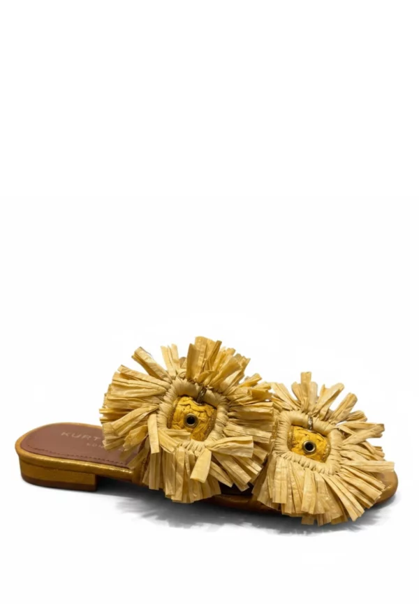 KLAPKI RAFFIA BUCKLE ŻÓŁTE