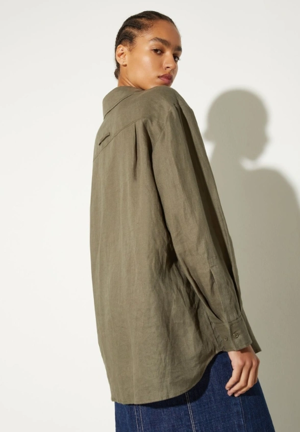 KOSZULA LNIANA OVERSIZE KHAKI