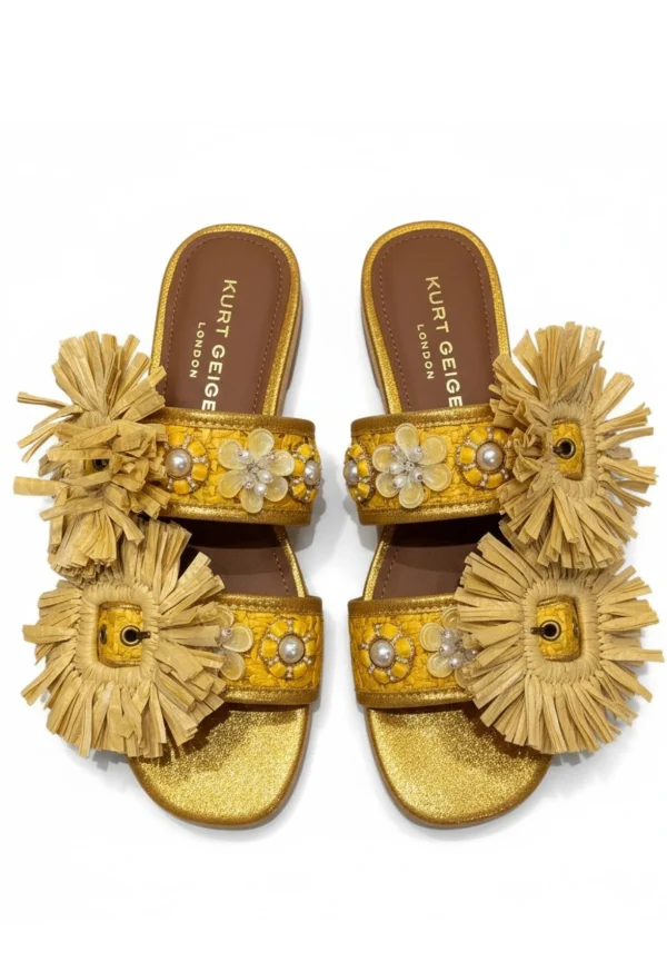 KLAPKI RAFFIA BUCKLE ŻÓŁTE