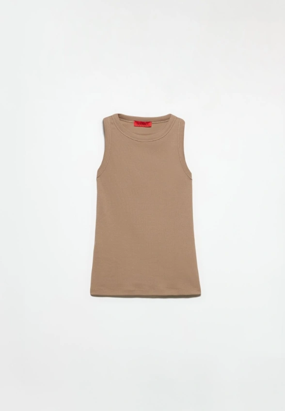 TOP BAWEŁNIANY W PRĄŻEK MOCHA