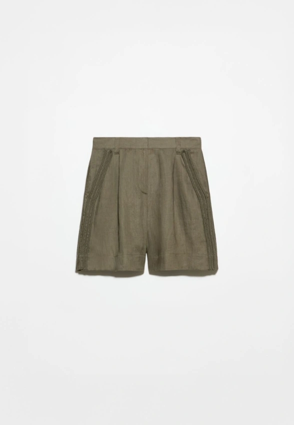 SPODENKI LNIANE KHAKI