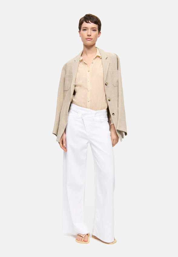 SPODNIE JEANSOWE BAGGY ASYMMETRICAL BIAŁE
