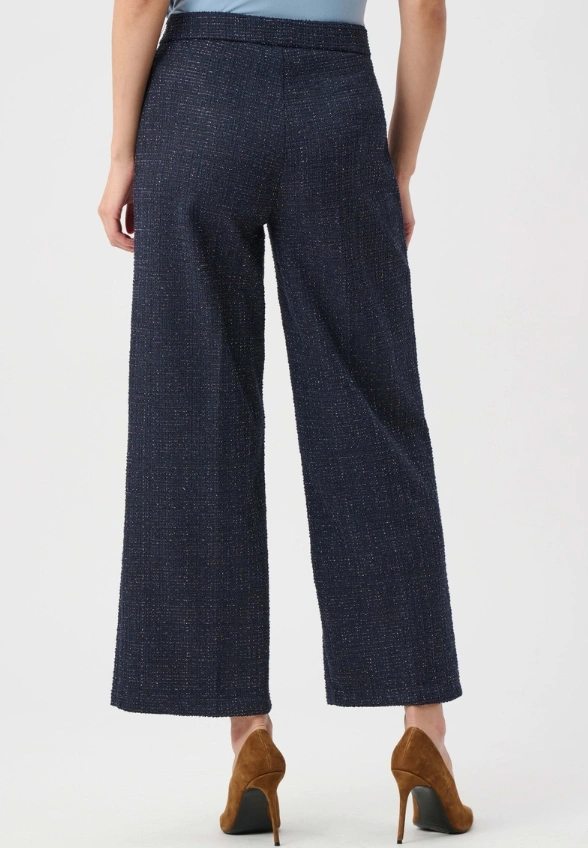 SPODNIE WIDE-LEG GRANATOWE