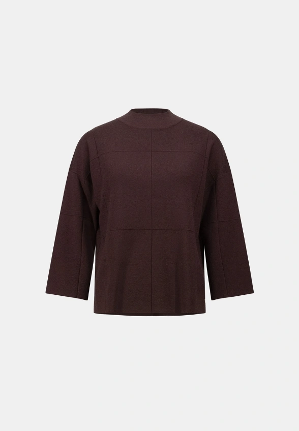 SWETER Z WISKOZY SZCZOTKOWANEJ BRĄZOWY