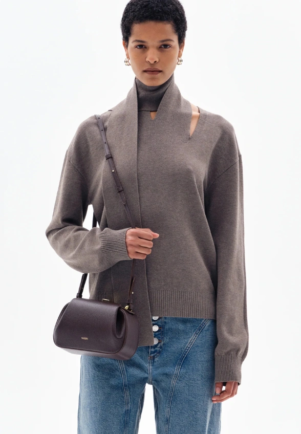 TOREBKA OYSTER CLUTCH MINI BRĄZOWA